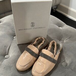 Brunello Cucinelli flats with silver detail strap